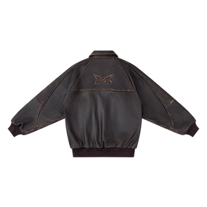 Aged Leather Jacket (Brown)